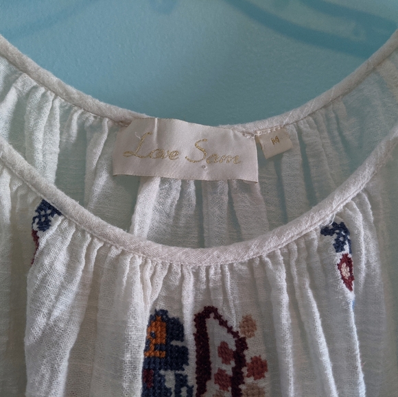Love Sam Vintage Embroidery Peasant Top Medium - Picture 4 of 10